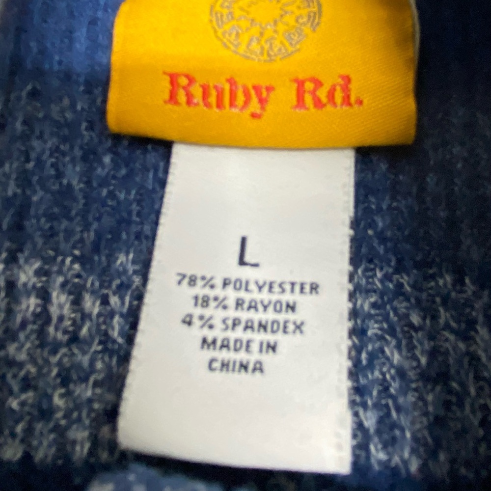 * Ruby Rd. Mens size large button 1/3 front layering pull over sweater striped - Picture 2 of 11